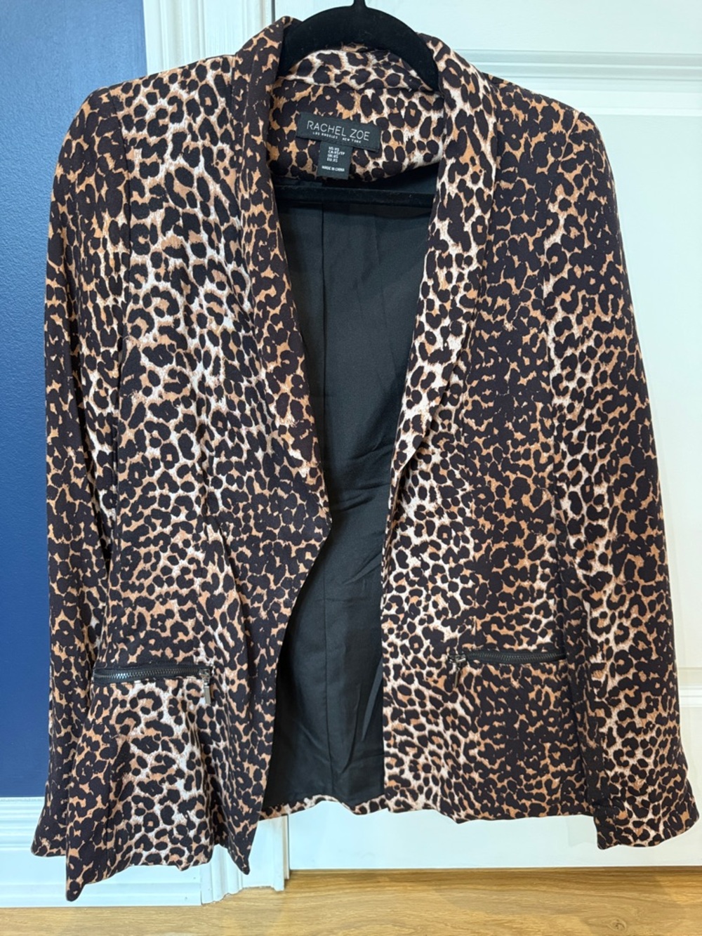 Rachel Zoe Leopard Print Blazer in Brown and Black